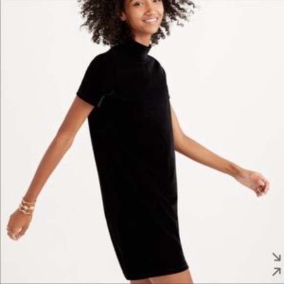 NWOT Madewell Black Velvet Mock Neck Dress - Picture 2 of 2